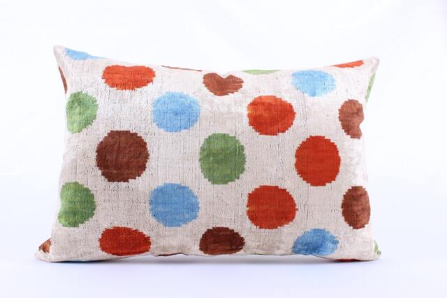 16x24 Ikat Velvet Pillow Cover, Handmade Cushion, Decorative Throw Pillow, Boho Cushion Turkish Home Decor - image 1