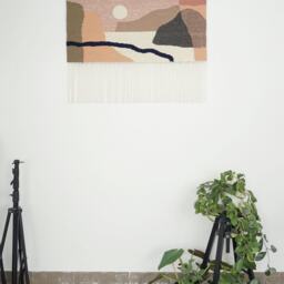 Textile Wall Hanging Hand Made Of Recycled Wool - Kallisto Panorama Soft Fringed Tapestry Inspired By Sea, Fiords & Moon Landscape - thumbnail 3