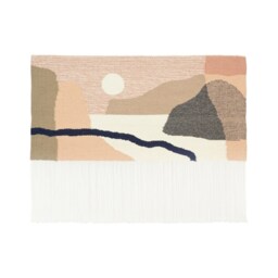 Textile Wall Hanging Hand Made Of Recycled Wool - Kallisto Panorama Soft Fringed Tapestry Inspired By Sea, Fiords & Moon Landscape - thumbnail 2