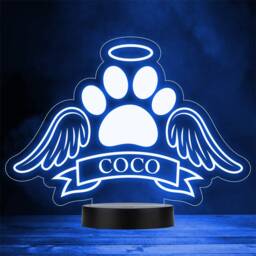 Pet Loss Paw With Angel Wings Memorial Personalised Gift Colour Night Light - thumbnail 1