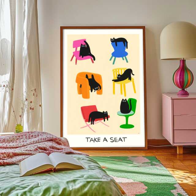 Funny Cat Art Print Humorous Feline Wall Decor - image 1