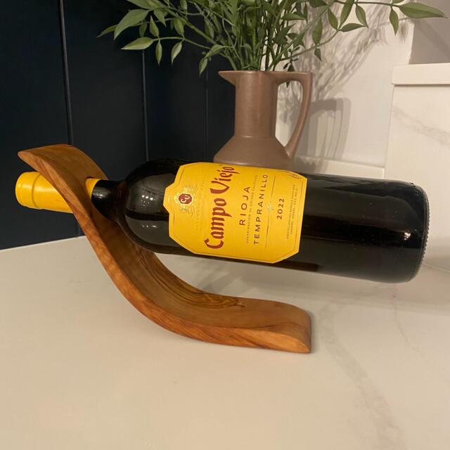 Handcrafted Olive Wood Balancing Wine Rack Rustic Gift - image 1