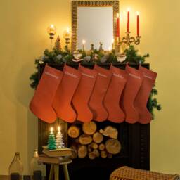 Personalized Linen Christmas Stocking - Custom Embroidered Family - thumbnail 2