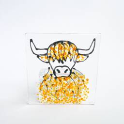 Highland Coo Fused Glass Candle Holder