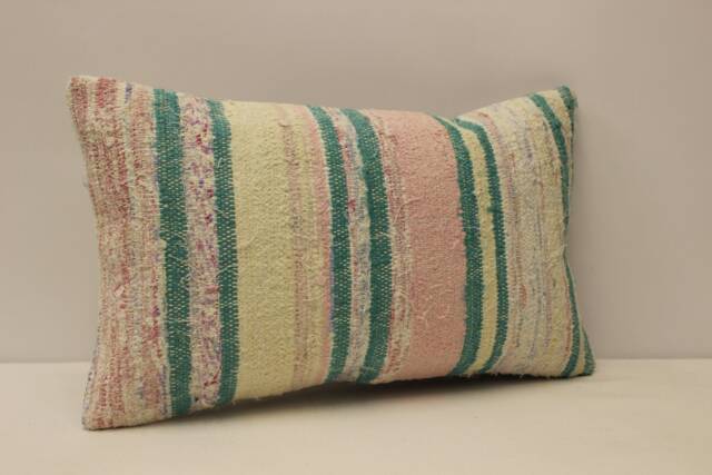 Bohemian Wool Kilim Pillow, Turkish Tribal Cushion - 12x20 - image 1