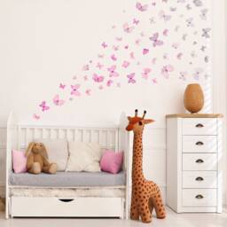 Fabric Wall Decal, Ombre Butterfly Decal, Watercolour Room Decor, Animal Stickers