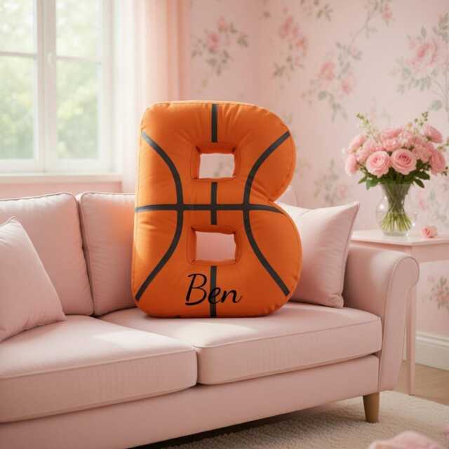 Personalized Basketball Letter Pillows, Initial Pillow With Name, Gift, Lover Player Fans Sports Gifts - image 1