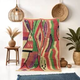 Multicolor Berber Rug Handmade Moroccan Wool Area Rug - thumbnail 1