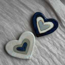 Handmade Ceramic Heart Evil Eye Wall Hanging Gold Nazar Boho Decor Valentine's Day Gift - thumbnail 3