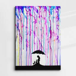 Dog Lover Umbrella Raining Dripping Abstract Oil Painting Wall Art Framed Canvas Poster Print Home Kitchen Office Bedroom Decor Gift Idea - thumbnail 3
