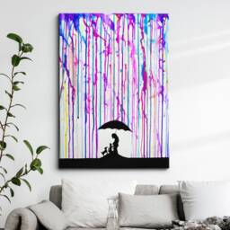 Dog Lover Umbrella Raining Dripping Abstract Oil Painting Wall Art Framed Canvas Poster Print Home Kitchen Office Bedroom Decor Gift Idea - thumbnail 1