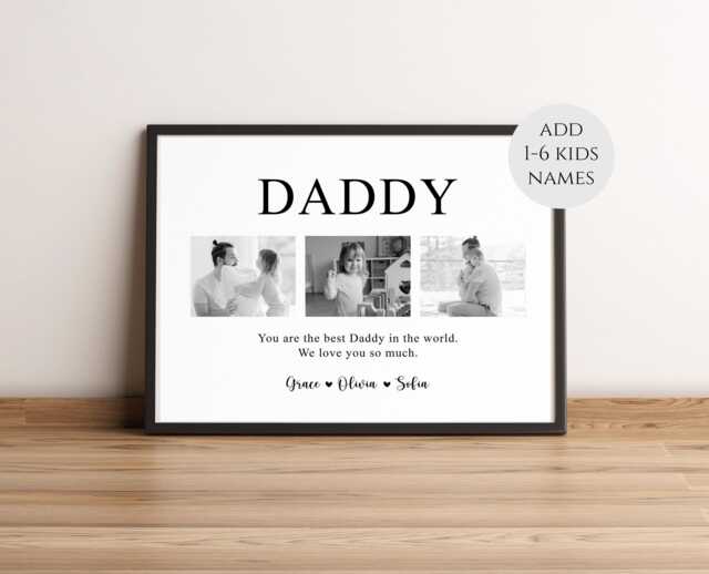 Personalised Dad Photo Print . Father's Day Gift From Kids. Custom 3 Collage. New Birthday For Him. Daddy Wall Art - image 1