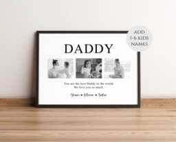 Personalised Dad Photo Print . Father's Day Gift From Kids. Custom 3 Collage. New Birthday For Him. Daddy Wall Art - thumbnail 1