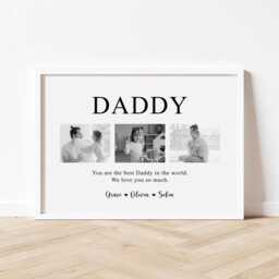 Personalised Dad Photo Print . Father's Day Gift From Kids. Custom 3 Collage. New Birthday For Him. Daddy Wall Art - thumbnail 2