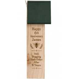 Personalised 6Th Anniversary Bug Hotel Gift, Wooden Insect House For Husband Wife Couple, Garden Still Bugging Each Other - thumbnail 3