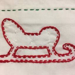 Hand Embroidered Christmas Pillowcase Set Sled & Reindeer - thumbnail 4