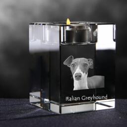Italian Greyhound, Crystal Candlestick With Dog, Souvenir, Decoration, Limited Edition, Collection - thumbnail 2