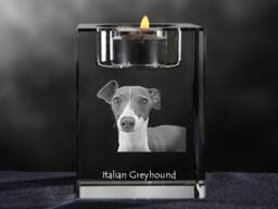 Italian Greyhound, Crystal Candlestick With Dog, Souvenir, Decoration, Limited Edition, Collection - thumbnail 1