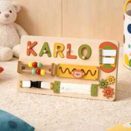 Personalized Baby Name Puzzle, Custom Wodden Kids Busy Board, 1st Christmas Gift, First Birthday Montessori Toys, Room Decor - thumbnail 3