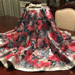 Handmade 54 Inch Floral Satin Christmas Tree Skirt-Made in Usa - thumbnail 2