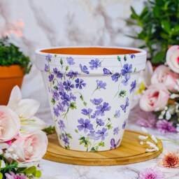 Decoupaged Floral Terracotta Plant Pot, Garden Decor - thumbnail 2