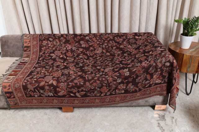 Luxury Boiled Pure Merino Wool Reversible Sofa Or Bed Throws For Ultimate Comfort & Style - Classic Indian Paisley in Deep Maroon - image 1