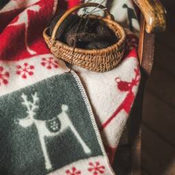 Christmas Deer Wool Blanket Reversible Plaid Throw, New Zealand - thumbnail 2