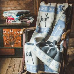 Christmas Deer Wool Blanket Reversible Plaid Throw, New Zealand - thumbnail 3