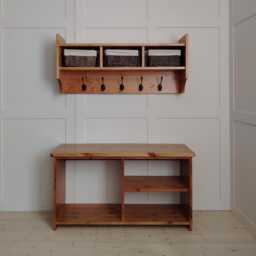 Rustic Boot Storage Hallway Set - Solid Pine Coat Rack With Baskets & Bench Entryway Furniture Farmhouse Mudroom UK Made - thumbnail 2