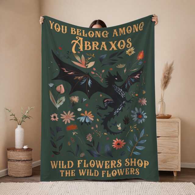 You Belong Among The Wildflowers Blanket, Tog, Wyvern Girly Bookish, Abraxos Flower, Dragon Rider, Throne Of Glass, Thirteen - image 1