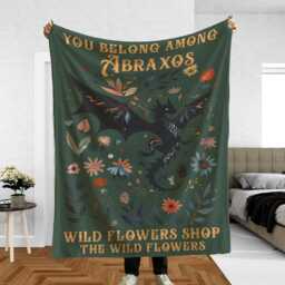 You Belong Among The Wildflowers Blanket, Tog, Wyvern Girly Bookish, Abraxos Flower, Dragon Rider, Throne Of Glass, Thirteen - thumbnail 3