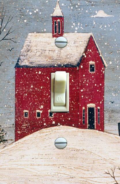 Winter Salt Box House, Switch Plate Cover, Wall Plate, Single/Double/Triple/Outlet, Home Decor - image 1