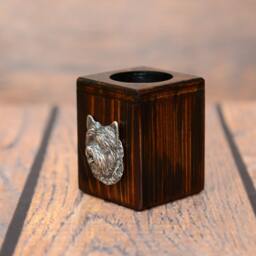 Cairn Terrier - Wooden Candlestick With Dog, Souvenir, Decoration, Limited Edition, Collection - thumbnail 2