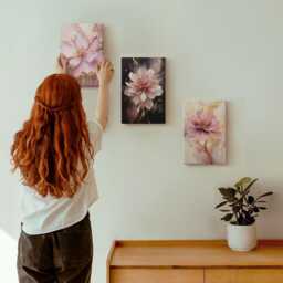3 Piece Canvas Set - Floral Compositions in Shades Of Pink & White, Large Wall Art, Plants Flowers Decor - thumbnail 1