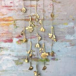 Brass Flower Wall Hanging - Sweet Pea & Peony, Made in Nyc - thumbnail 4