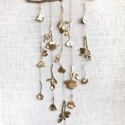 Brass Flower Wall Hanging - Sweet Pea & Peony, Made in Nyc - thumbnail 2