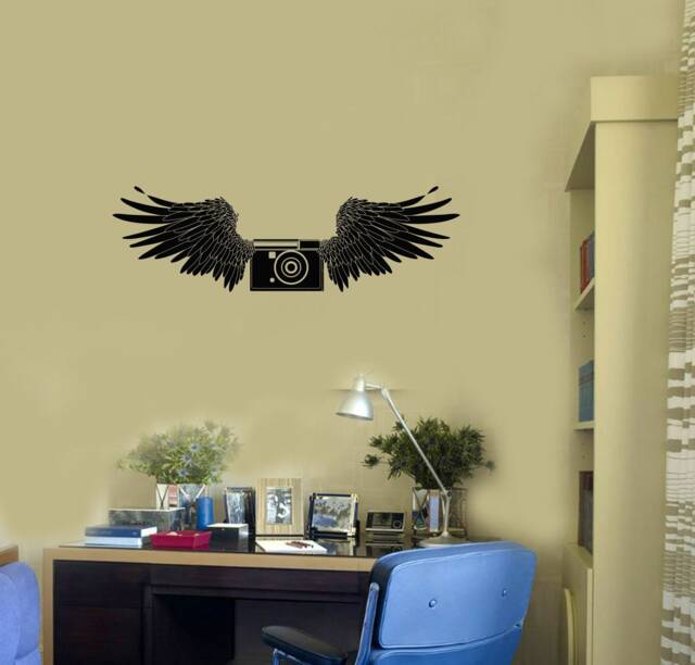 Camera Vinyl Wall Decal Wings Photo Photography Salon Photographer Stickers Mural - #2905Di - image 1