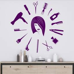 Hair Salon Wall Decal Stylist Tools, Barber Shop Decor 2850 - thumbnail 3