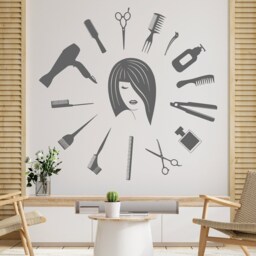 Hair Salon Wall Decal Stylist Tools, Barber Shop Decor 2850 - thumbnail 2