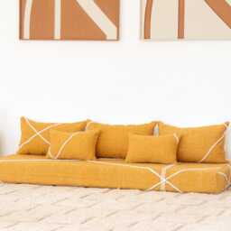 Yellow Moroccan Floor Couch Covers Unstuffed Cotton Sofa + Pillowcases - thumbnail 3