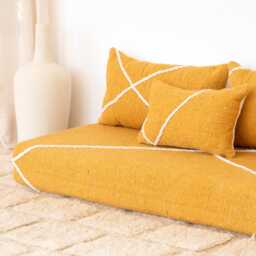 Yellow Moroccan Floor Couch Covers Unstuffed Cotton Sofa + Pillowcases - thumbnail 4