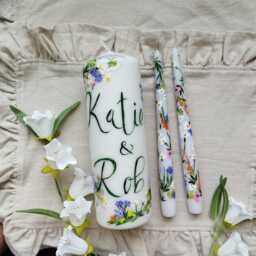 Personalized Hand Painted White Pillar Candle - Wedding, Baptism Gift - thumbnail 3