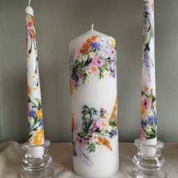 Personalized Hand Painted White Pillar Candle - Wedding, Baptism Gift - thumbnail 4