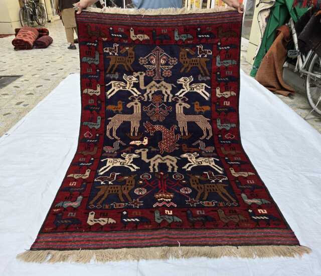 4??6 Pictorial Afghan Rug, Animal Print Oriental Carpet, Rug For Kids Room - image 1