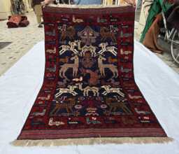 4??6 Pictorial Afghan Rug, Animal Print Oriental Carpet, Rug For Kids Room - thumbnail 1