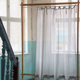 Sheer Linen Curtain Panel, Natural Rustic Tie Top Window Panel - thumbnail 2