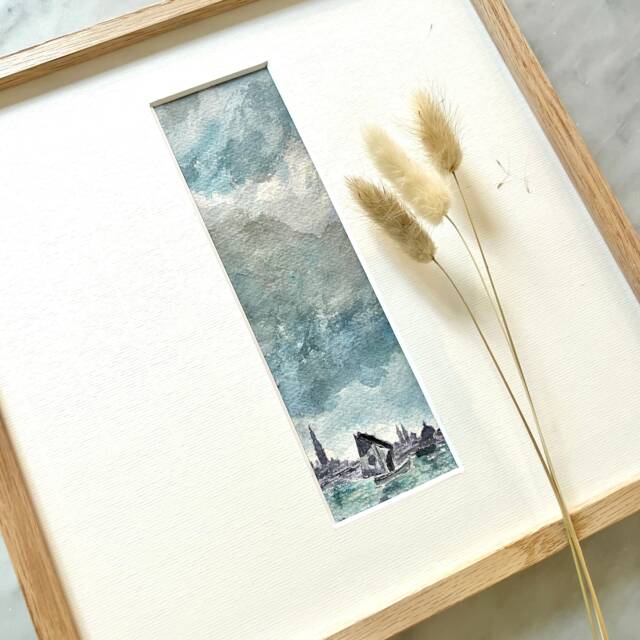 Marine Watercolor Painting Seascape Sky - image 1