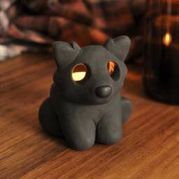 Wolf/Dog Candle Holder - Tealight Ceramic Animal Cute Gift - thumbnail 2