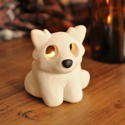 Wolf/Dog Candle Holder - Tealight Ceramic Animal Cute Gift - thumbnail 3