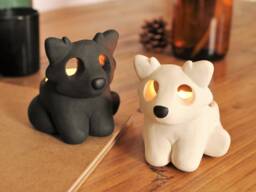 Wolf/Dog Candle Holder - Tealight Ceramic Animal Cute Gift - thumbnail 1